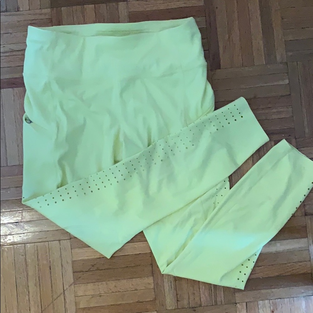 ATHLETA Neon Yellow Leggings Like New!